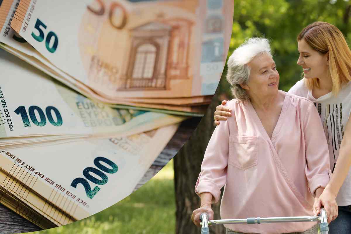 banconote e una ragazza che assiste una signora anziana
