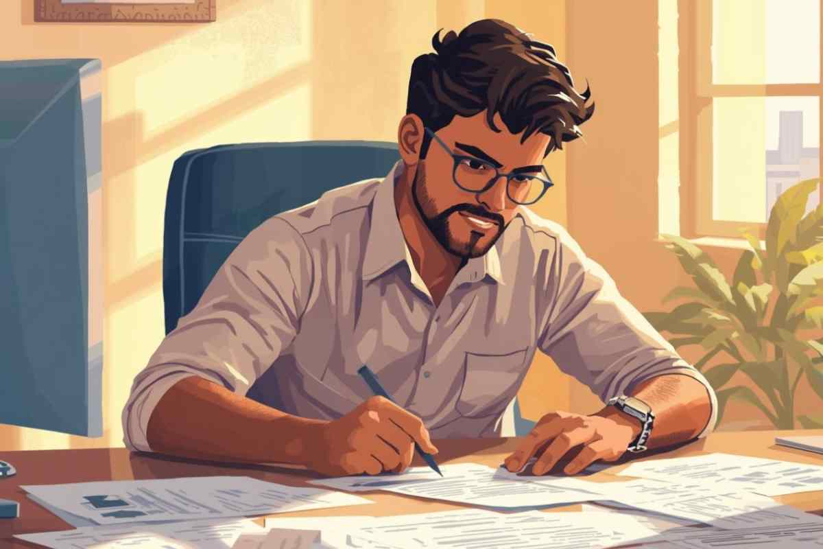 persona presenta una domanda, immagine grafica