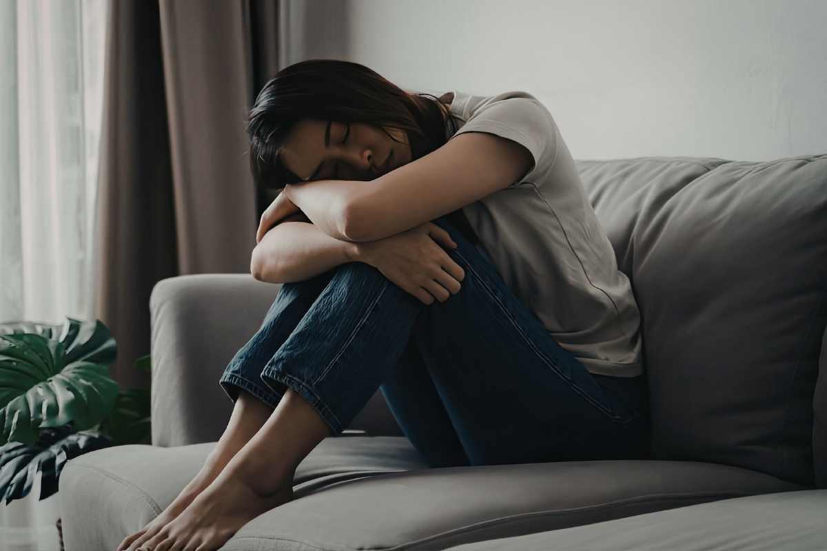 ragazza poggiata sul divano