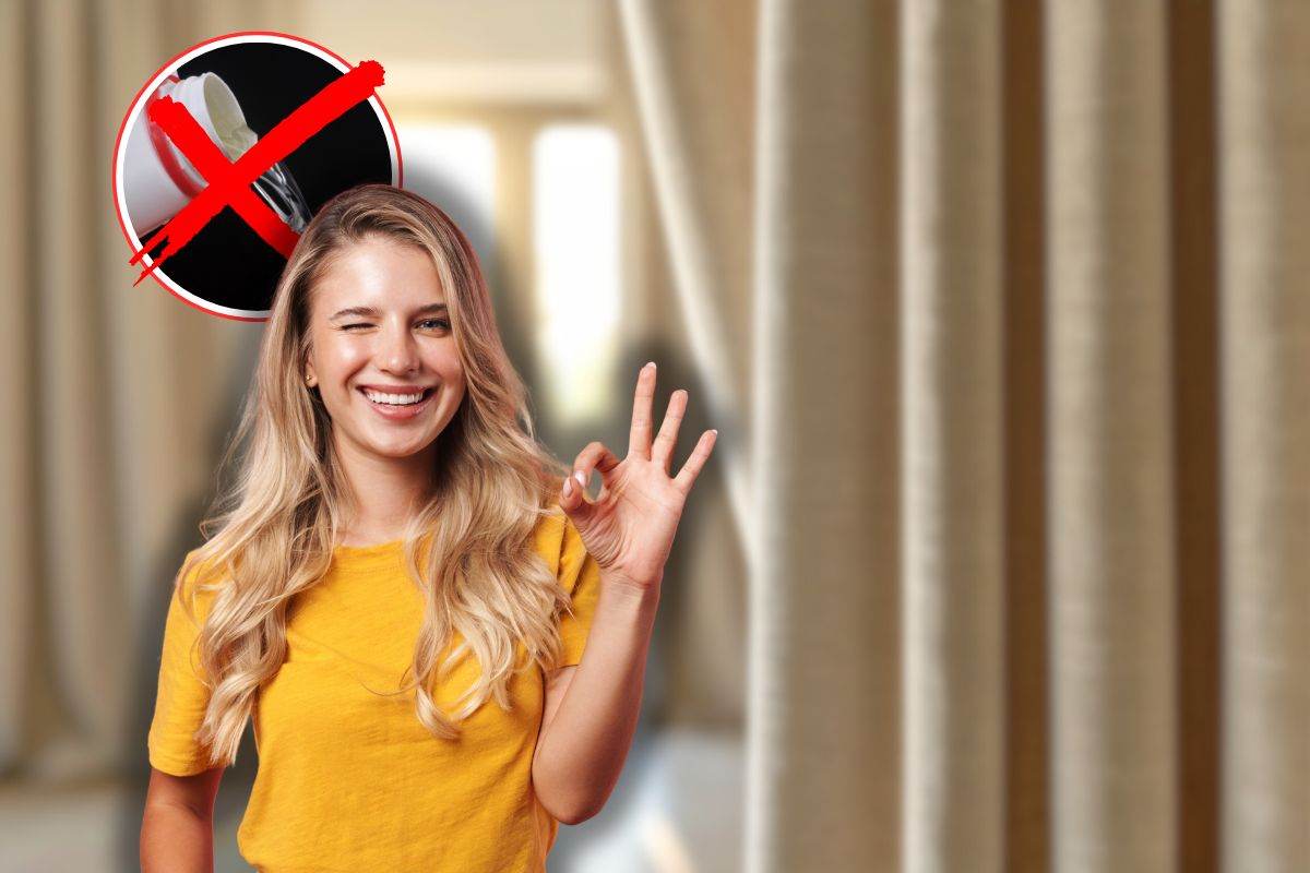 tende casa, x rossa su candeggina e donna ok