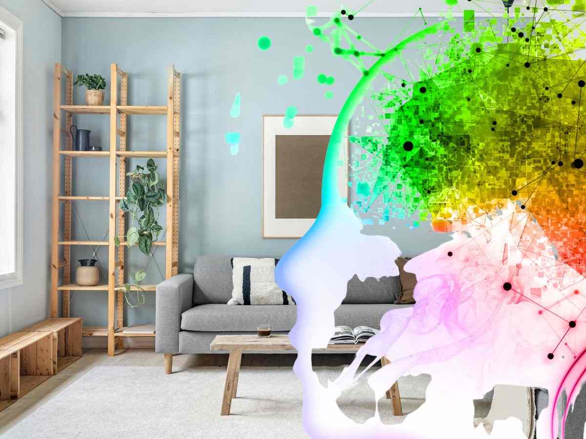 salotto pulito e grafico di intelligenza